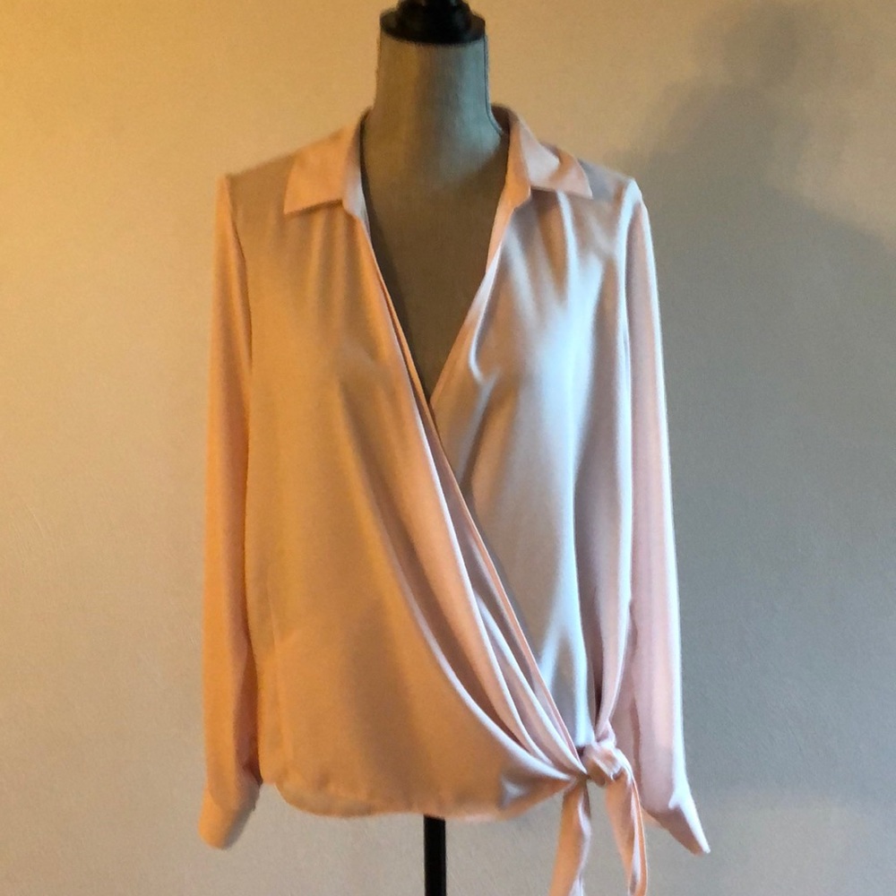 Blush pink crossover blouse